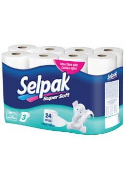 Туалетний папір Selpak тришарова Біла, 24 рулону
